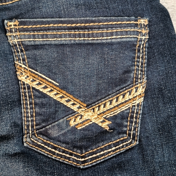 BKE Aiden Men's 30x34 Dark Wash Blue Embroidered Whisker Straight Leg Jeans - Picture 8 of 11